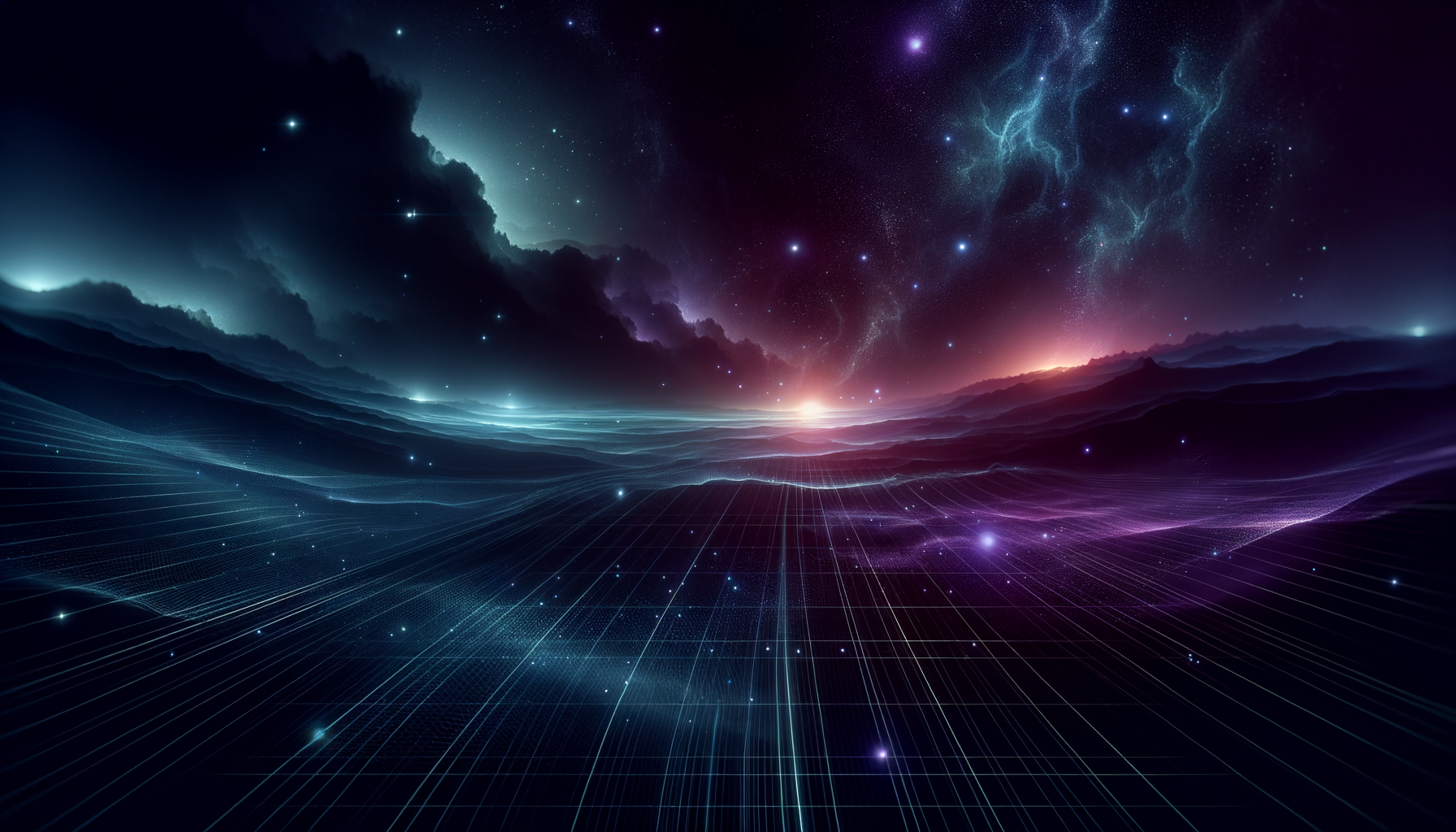 Abstract futuristic dark gradient background with purple and cyan glow