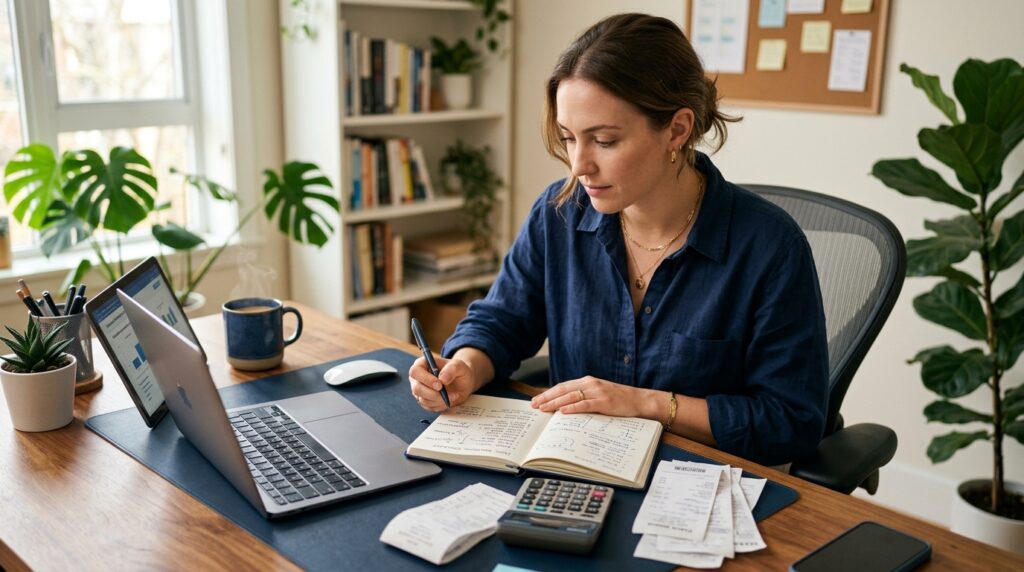 Entrepreneur reviewing a business idea validation checklist before investing money